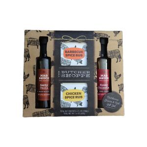 Butcher Shoppe Gift Set BBQ Chicken Rub Chili Chipotle Mad Bruce Sauce Marinade